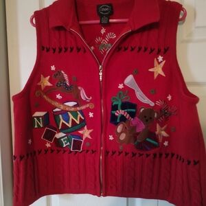 Studio Red Sweater with Candy Cane Embroidery